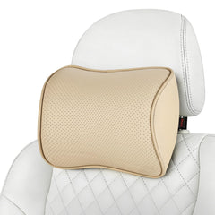 Aukee front view showing beige leather cover and shape for neck support