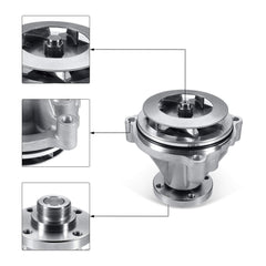 AULINK water pump back plate detail highlighting machining and durability benefit