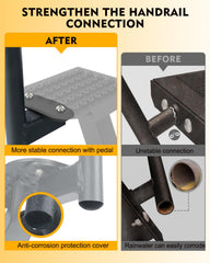 Aupar handle and rail detail providing secure hand support while climbing