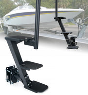 Aupar front view of trailer step showing sturdy ladder and secure mount for safer boarding