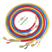 Aupoko front view of three color-coded hoses, showing kit completeness and clear identification