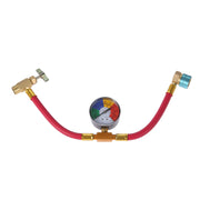 Aupoko front view of complete hose kit showing gauge and fittings for accurate charging