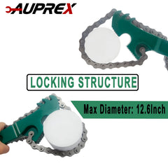 AUPREX close-up of chain teeth showing concave grip for secure engagement