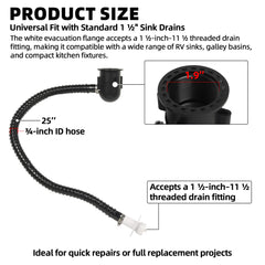 Aussio 25-inch flexible hose detail demonstrating easy routing under sinks