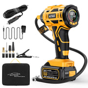 AUTDER inflator front view showing compact design and colors for portability
