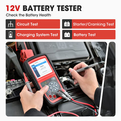 Autel AL539B battery test screen showing health and voltage results