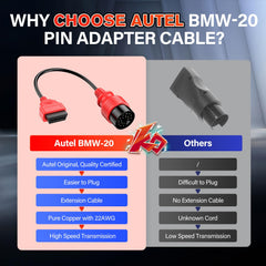 Autel cable length scale showing 40cm extension that protects vehicle port