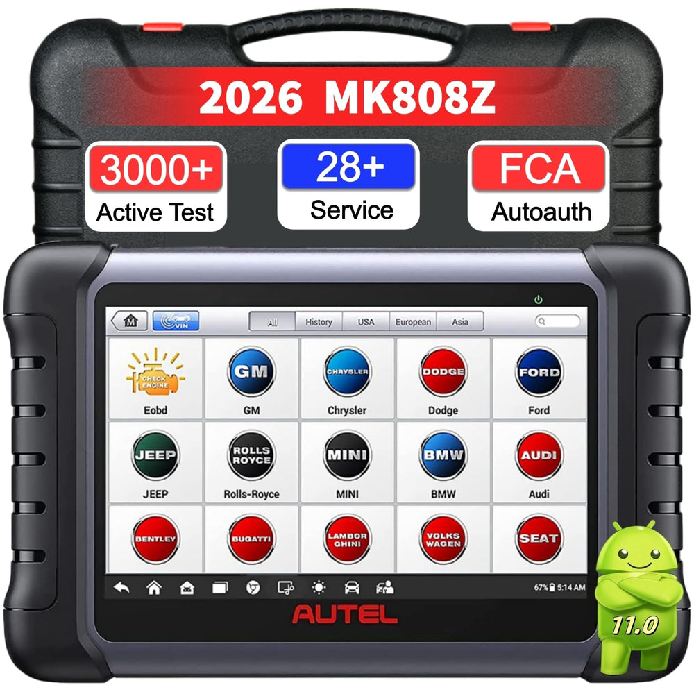 Autel MK808Z front tablet display showing diagnostic menu for faster diagnosis
