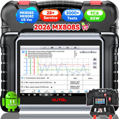 Autel MX808S front display showing diagnostics, delivering quick OE system access