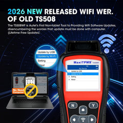Autel TS508WF held in hand to show compact size and portability