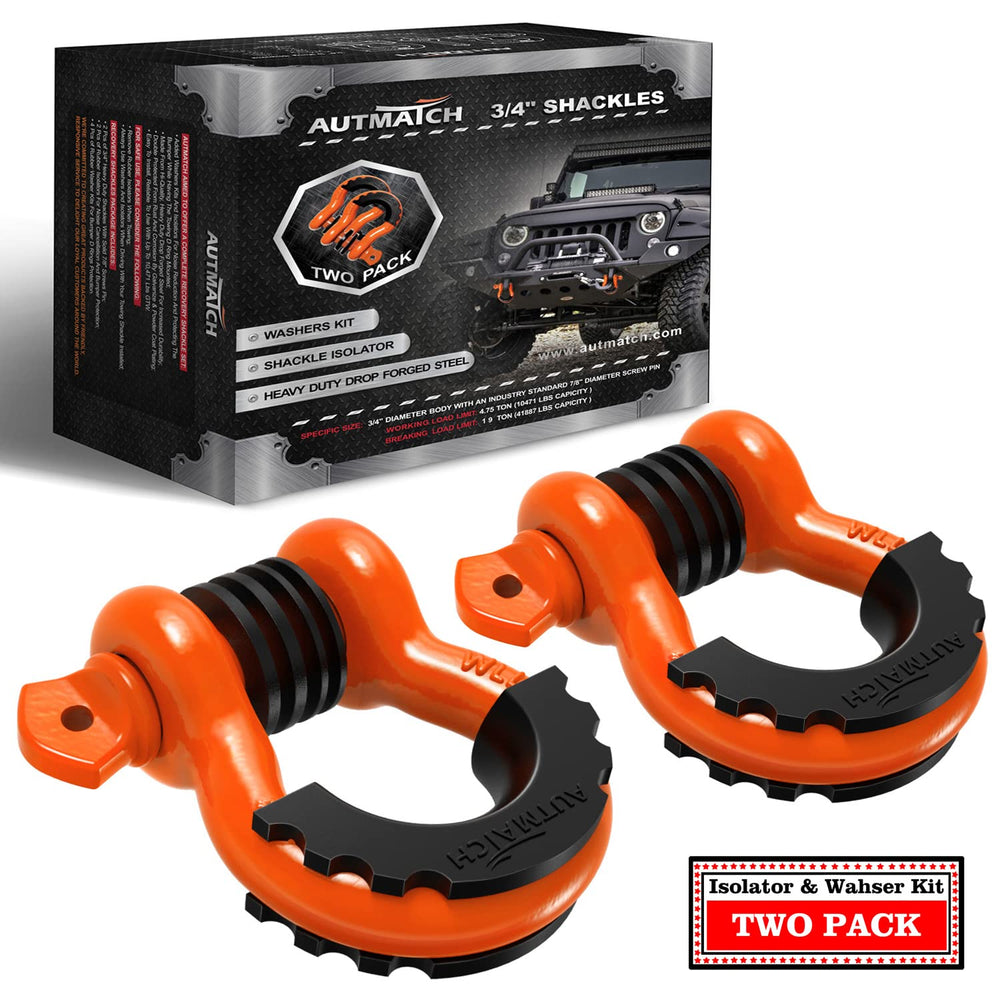 AUTMATCH front view of two-pack shackles showing durable build and strength