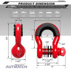 AUTMATCH two shackles with rubber isolators reducing rattle and protecting paint