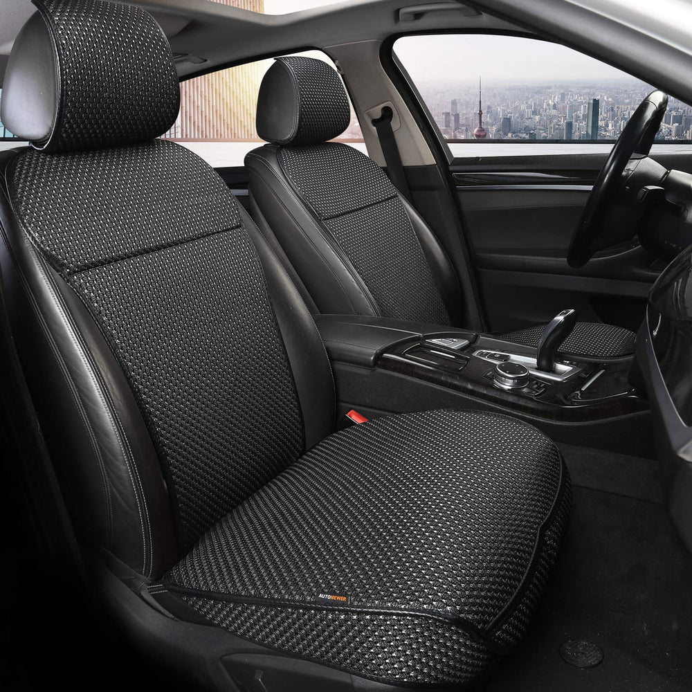 Auto Newer front seat cover packaging showing included 2PCS and colors, protective replacement