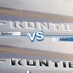 Auto safety close-up of ABS letter texture showing durable finish and scratch resistance