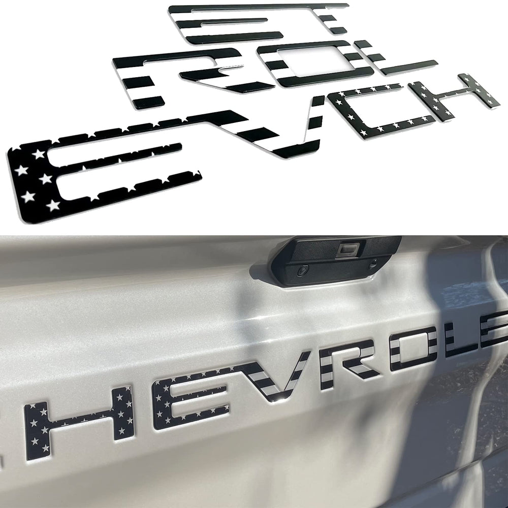 AUTO SAFETY front view of black American Flag letters, shows fit and upgraded look