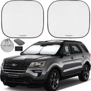 Autoamerics front packaging showing two-panel sunshade and carry bag for easy storage