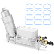 AUTOBABA front view aluminum oil filter housing showing robust construction and leak resistance