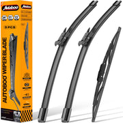AUTOBOO front packaging showing the three-blade kit and fit details, clear replacement benefit