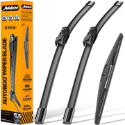 AUTOBOO product packaging showing full three-piece wiper set benefits