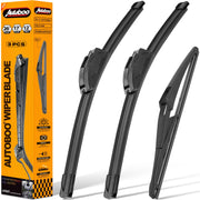 AUTOBOO packaging for QX60 wiper blades showing full 3-blade kit and fit benefits