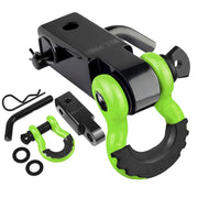AUTOBOTS front view of green 2" hitch receiver showing fit and finish