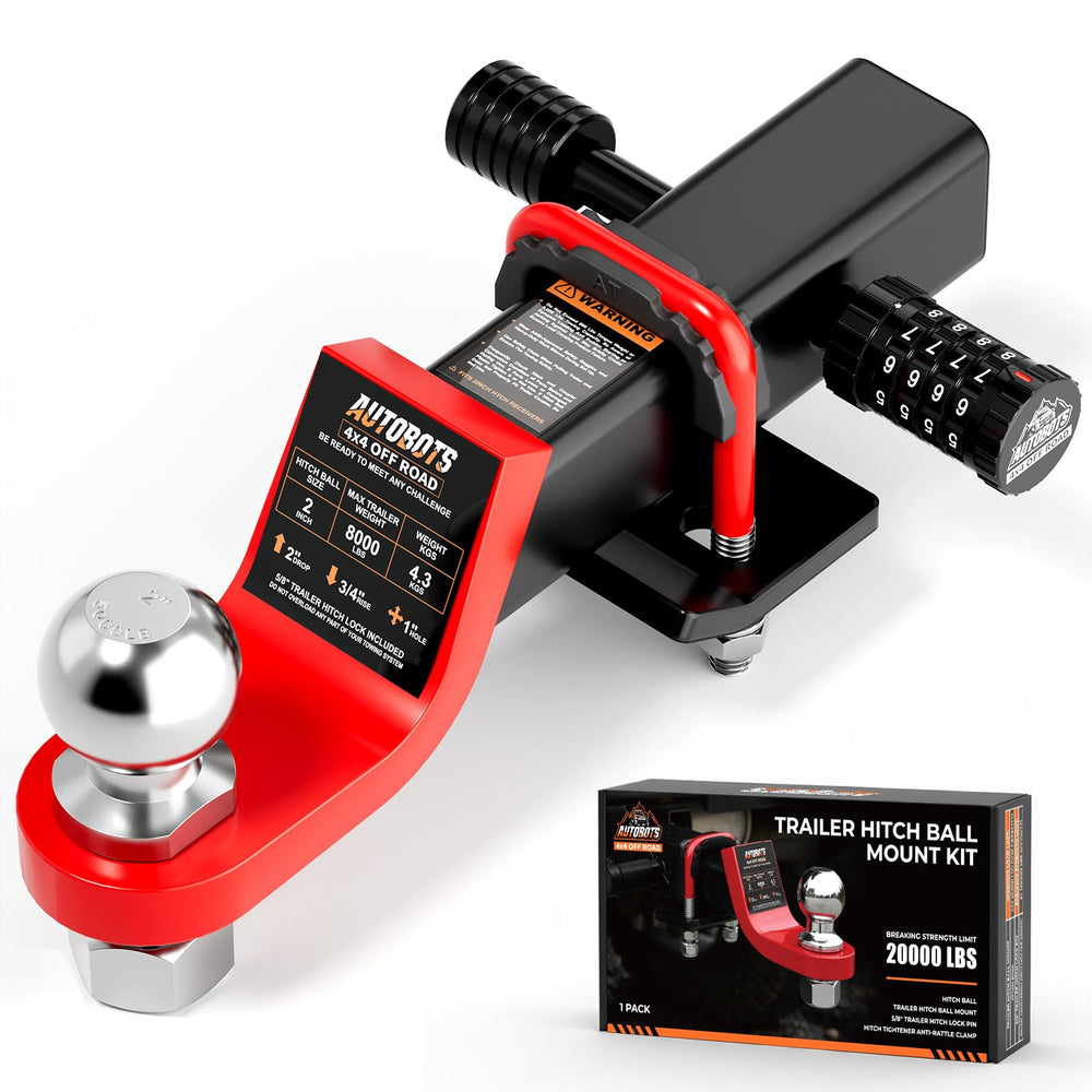 AUTOBOTS front view of ball mount showing rugged construction and reliable towing