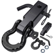 AUTOBOTS front view of 2" shackle hitch receiver showing sturdy forged-steel build and finish