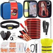 AUTODECO front view of blue emergency kit showing compact organizer and zipper for quick access