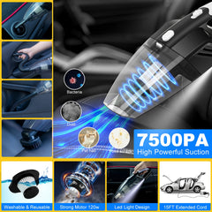AUTODECO handheld vacuum closeup highlighting high suction power for deep cleaning
