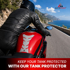 Autodomy protector applied on black motorcycle tank preserving original finish