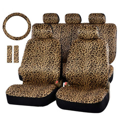 AUTOFAN front seat cover shows bold leopard print and snug fit for style