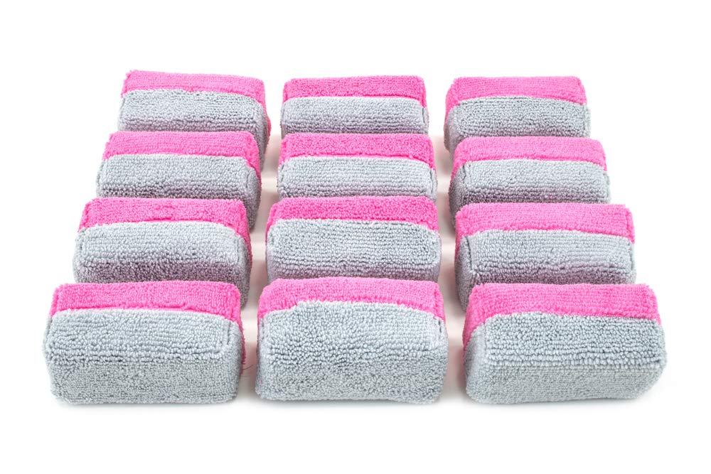 Autofiber Saver Applicator Terry front packaging showing 12 pink gray mini pads and benefit of reduced waste
