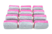 Autofiber Saver Applicator Terry front packaging showing 12 pink gray mini pads and benefit of reduced waste