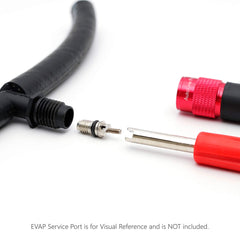 AutoLine Pro adapter attached to smoke tester showing reliable sealed connection benefit