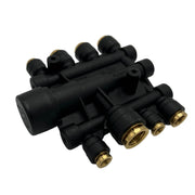 Automann front view of air PPV manifold showing ports and robust body for reliable replacement