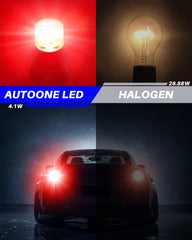 AUTOONE side profile of 1157 red LED highlighting aircraft aluminum body for cooling
