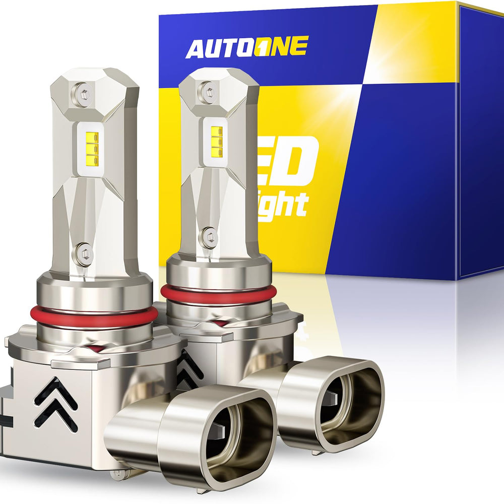 AUTOONE 9005 front packaging showing product and plug-and-play benefit