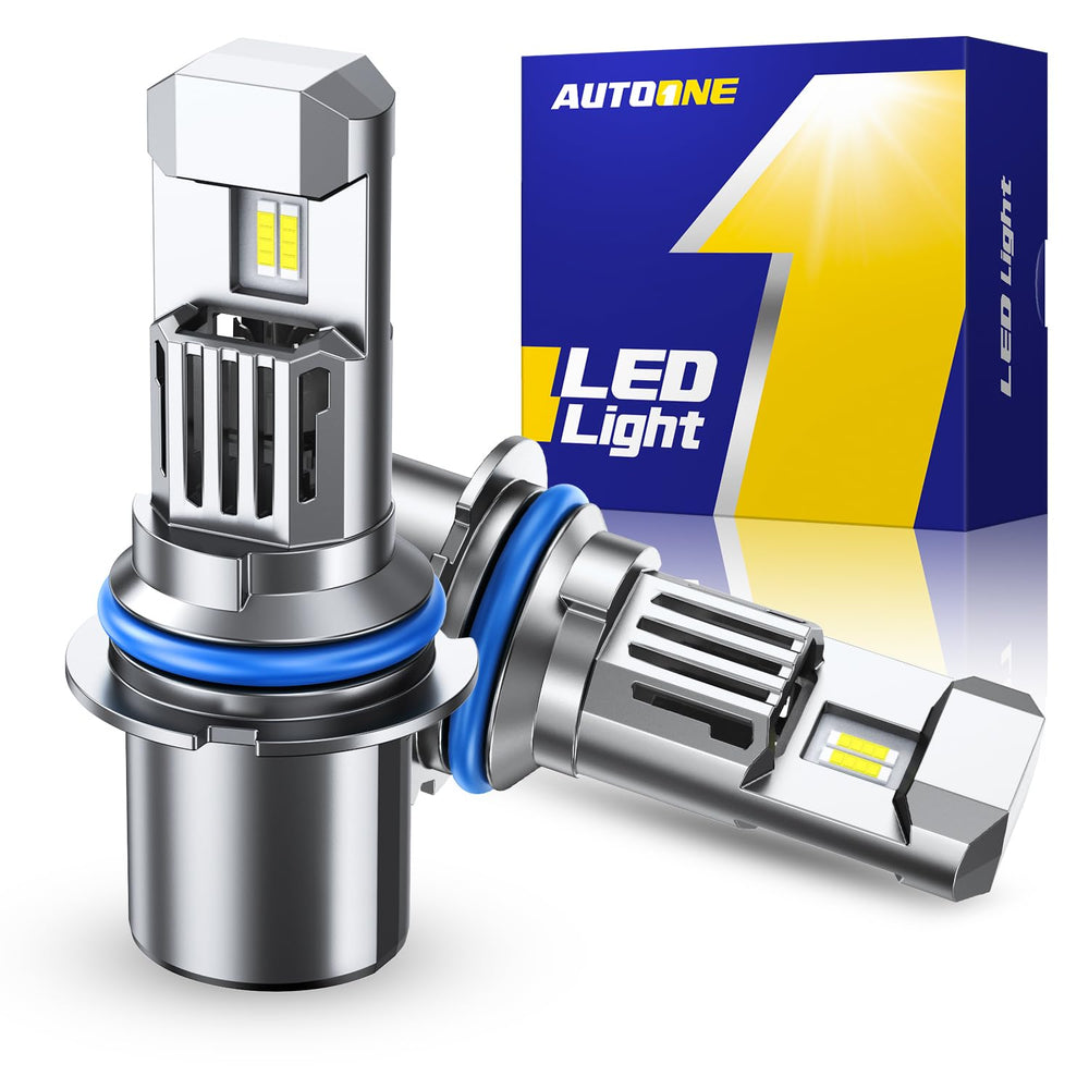 AUTOONE 9007 HB5 front view showing plug-and-play design for easy installation