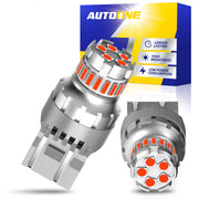 AUTOONE front view of two LEDs showing bright red output for improved visibility