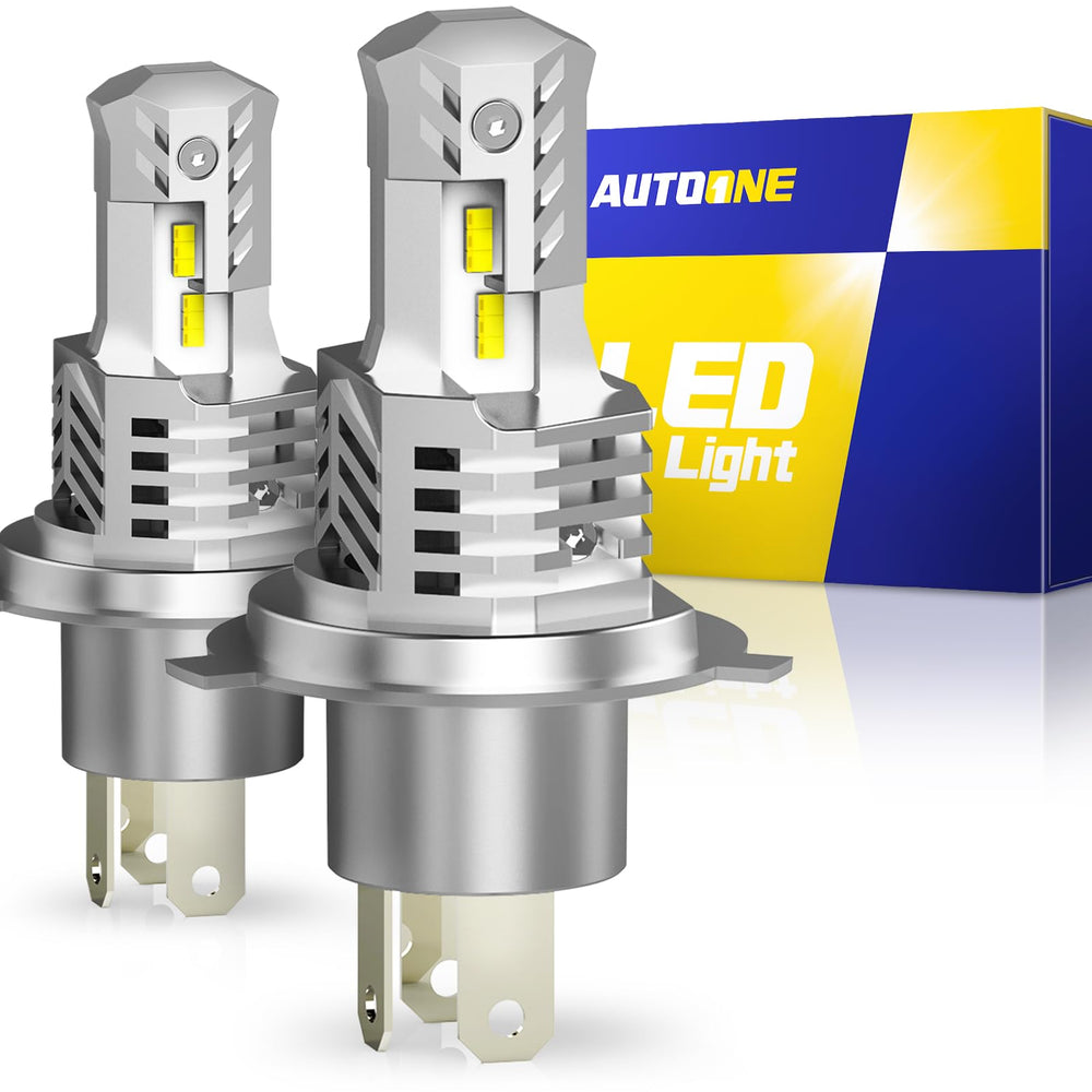 AUTOONE front packaging showing bulb pair and benefits
