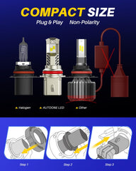 AUTOONE side profile illustrating 1:1 halogen size fit benefit