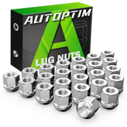 AUTOPTIM front view of 24-piece lug nut set showing complete package and chrome finish for protection