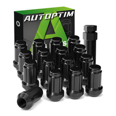 AUTOPTIM front packaging showing 16 black lug nuts and socket, clear kit overview