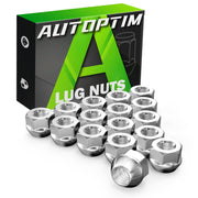 AUTOPTIM front view of 16-piece lug nuts showing complete set and fit benefit