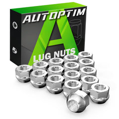 AUTOPTIM front view of 16-piece lug nuts showing complete set and fit benefit