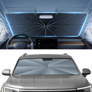 Autorder front view umbrella sunshade installed showing full windshield coverage and sun blocking