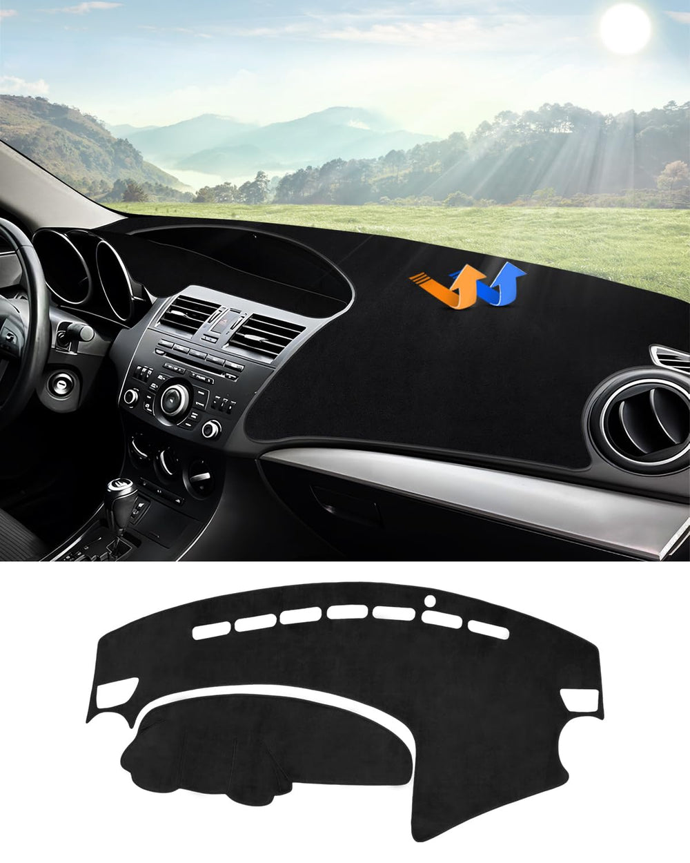 Autorder front view of dash cover showing custom fit and neat finish benefit