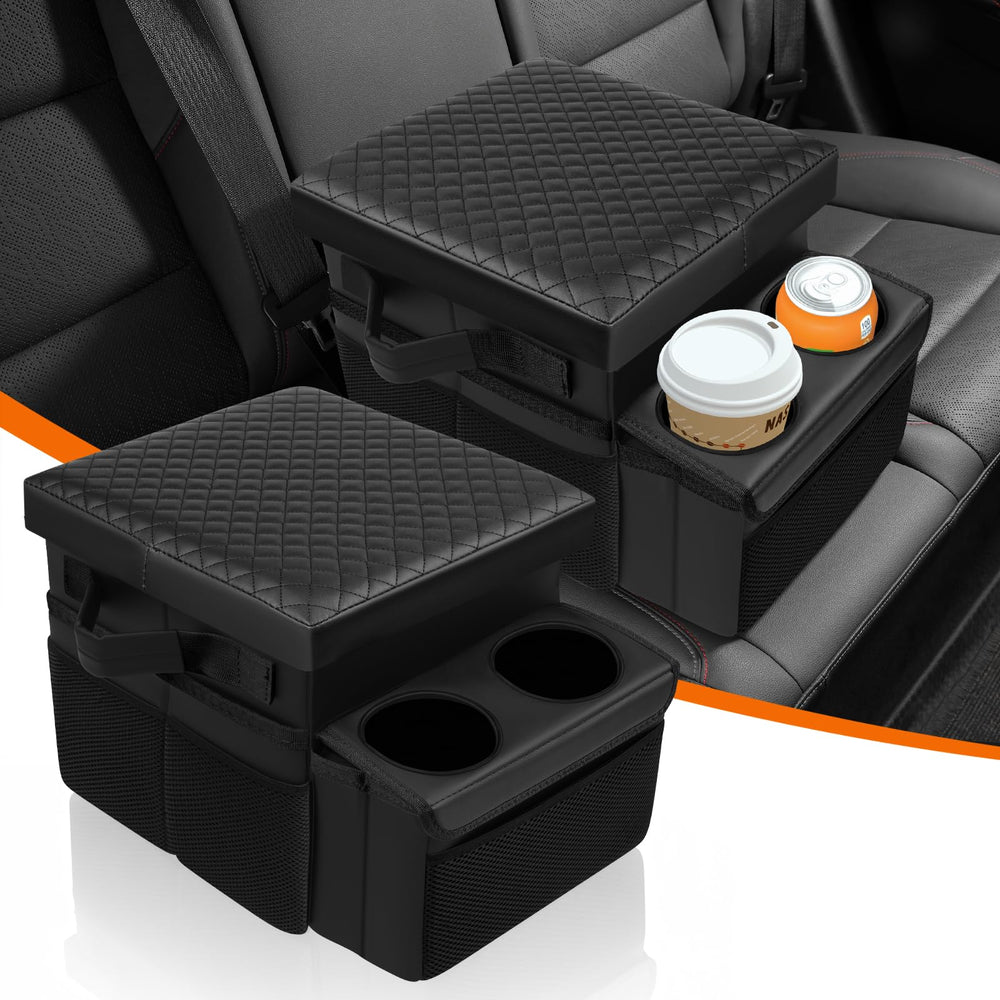 Autorder front view showing organizer pockets and cup holders for tidy storage