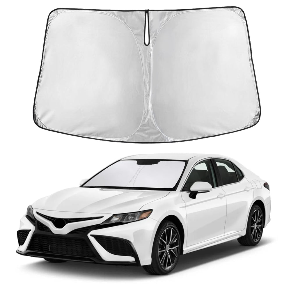 Autovir front view full-coverage shade protecting windshield and cooling interior