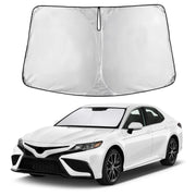 Autovir front view full-coverage shade protecting windshield and cooling interior